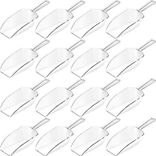 Hestya 4 Pcs Multi Purpose Clear Plastic Scoops for Candy Buffet Acrylic Kitchen Ice Food Popcorn Scoops for Protein Powders, Ice Cream, Coffee, Tea Jar (7.8 Inch)