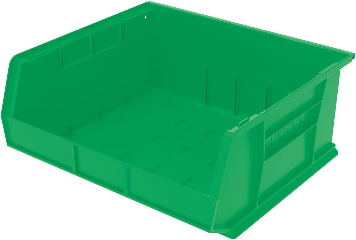 Akro-Mils 30250 AkroBins Plastic Storage Bins, Space-Saving Stackable Bins for Garage, Pantry, Craft Organization, 15" x 16" x 7", Black, 6-Pack