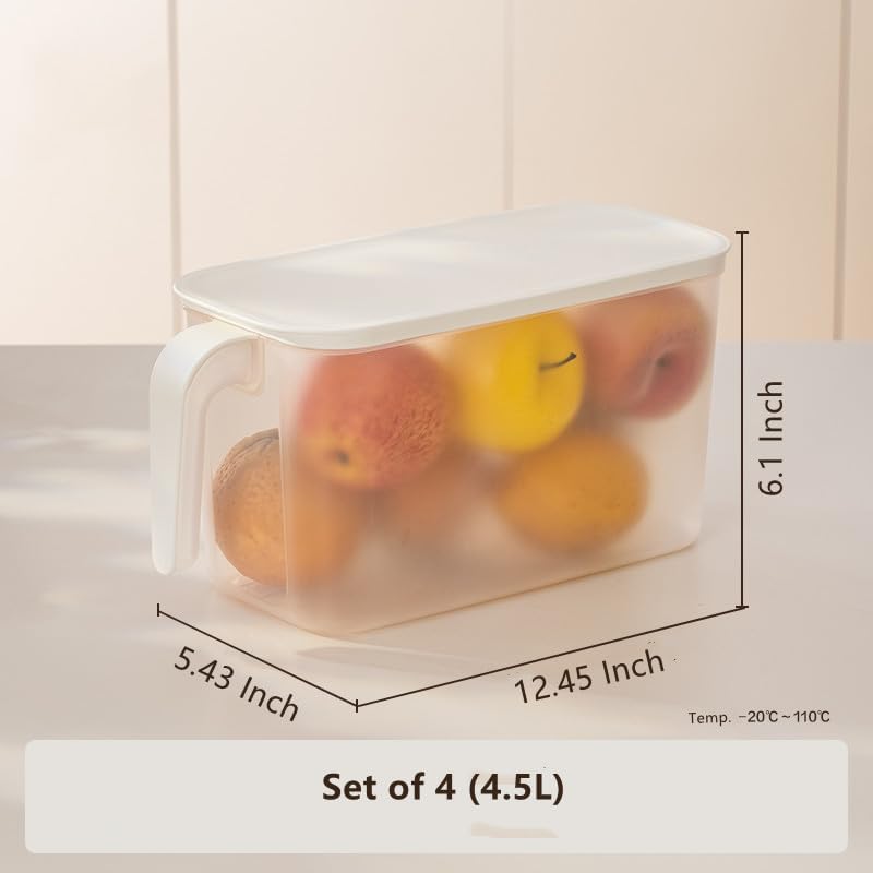 2 Pack Plastic Divided Veggie Storage Containers with Lids and Handles for Fridge Storage Organizer Boxes for Refrigerator Produce Beans Fruits Organzation