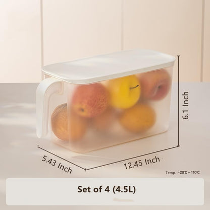 2 Pack Plastic Divided Veggie Storage Containers with Lids and Handles for Fridge Storage Organizer Boxes for Refrigerator Produce Beans Fruits Organzation