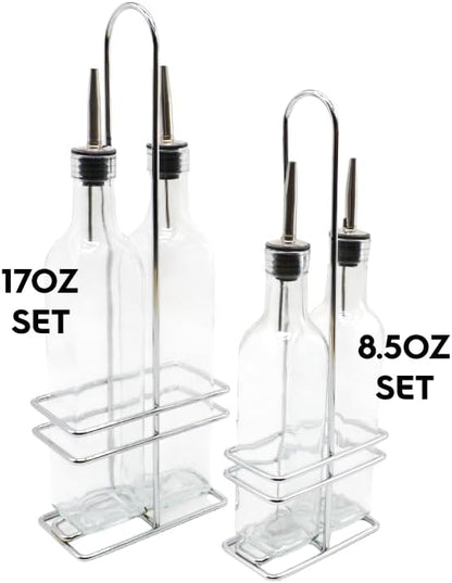 KALDEWEI 1 Pack Caddy Holder Rack for 17oz 500ml Oil & Vinegar Glass Cruet Bottle Dispenser, Square Shape Opening up to 2.4"x2.4" or 6x6cm