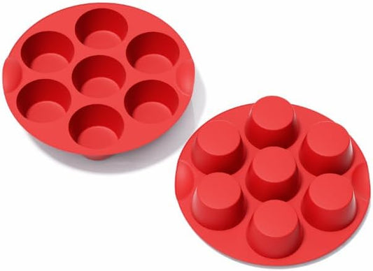 saphe Silicone Muffin Pans for Baking, 7 Cups Air Freyer Cupcake Pan, Nonstick Silicone Muffin molds for for Baking Egg Bite, Muffins, Tart, Cupcake and Quiche, 2 Packs (7 cups)