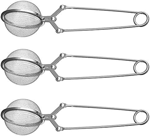 3 Pack Tea Ball Infusers with Handles - Fine Mesh Strainers for Loose Leaf Tea Steeping with Snap Lid