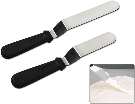 Offset Spatula,Black Stainless Steel Offset Spatula (2 Pack,6in+8in Curved)