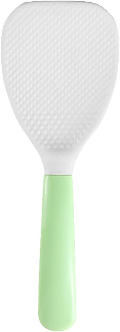 Non-Stick Heat Resistant Rice Paddle, Plastic Rice Spoon Scooper for Home Kitchen Cooking, White & Green