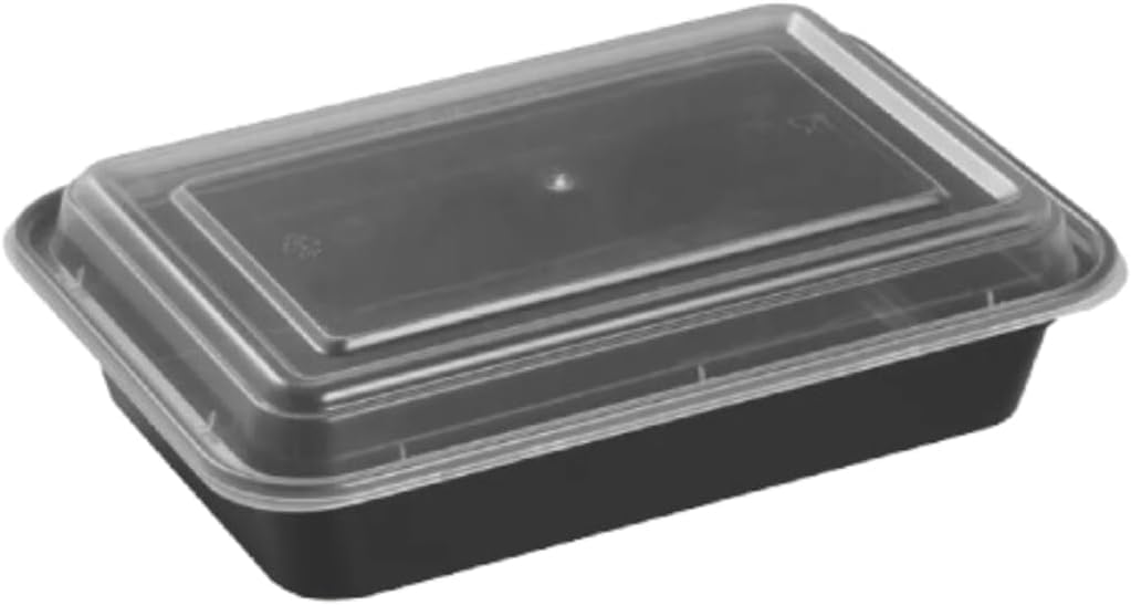 Reusable To-Go Food Meal Prep Storage Containers with Leak Proof Snap Lids 58oz | 1715ml | 50-Pack