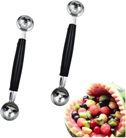 2Pcs Melon Baller Scoop, Stainless Steel Double Ended Headed Fruit Ice Cream Ball Spoon, DIY Fruit Platter Ball Tool Scooper for Watermelon/Ice Cream/Fruits/Sorbet/Meatball, Fruit and Vegetable Tools