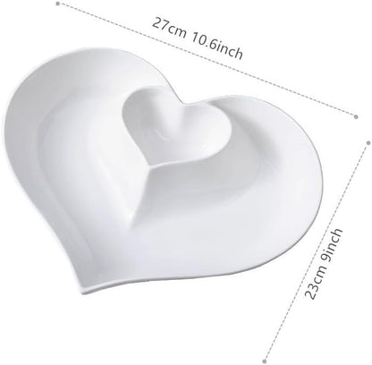 Porcelain Chip and Dip Serving Set,Perfect for Chips and Dip, Veggies, Candy, White