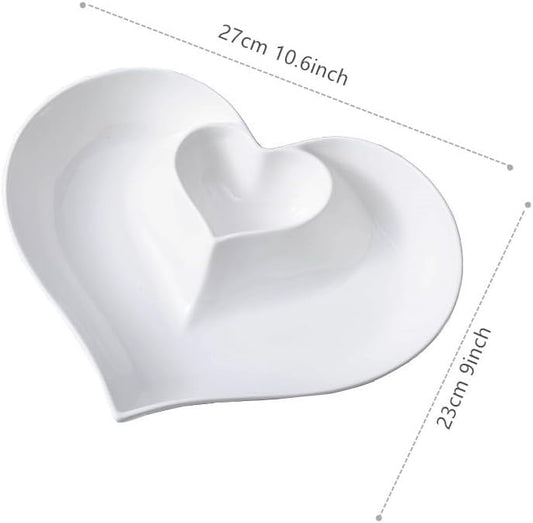 Porcelain Chip and Dip Serving Set,Perfect for Chips and Dip, Veggies, Candy, White