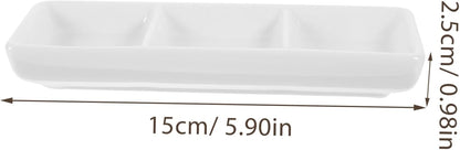Small Relish Dish Serving Tray White Ceramic Rectangular Tray for Sauce Salsa Dressing