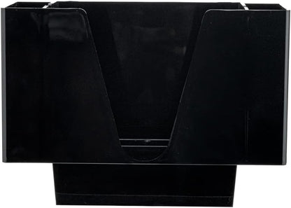 Restaurantware Bar Lux 7.9 Inch x 5.5 Inch Napkin Holder 1 3-Compartment Condiment Caddy - Rectangle Tabletop Black Plastic Napkin Caddy Refillable Easy Access