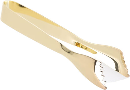 Ice Tongs, Gold Tongs for Serving Food, Stainless Steel Serving Tong Sugar Cubes Tongs, Ice Cube Tong for Camping Barbecue Salad Desserts Frying Party Coffee Bar