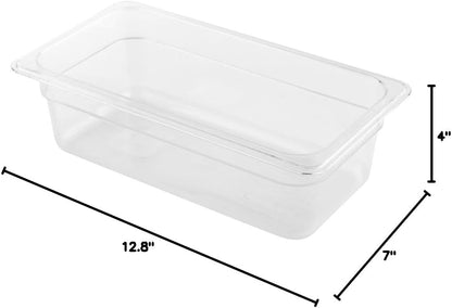 Restaurantware-2.5 Inch Deep Food Pans, 1 1/6 Size Commercial Food Storage Container - Freezable, Break-Resistant, Clear Plastic Cold Pans, Dishwashable, For Kitchens, Restaurants, Or Cafeterias