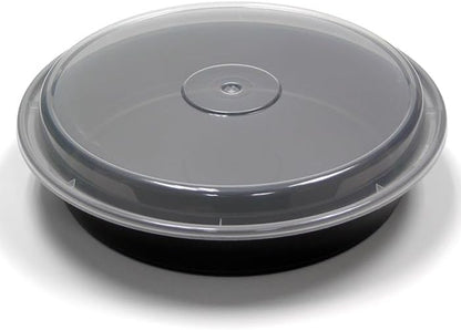 Reusable Round To-Go Food Meal Prep Storage Containers with Leak Proof Snap Lids (10, 48oz)