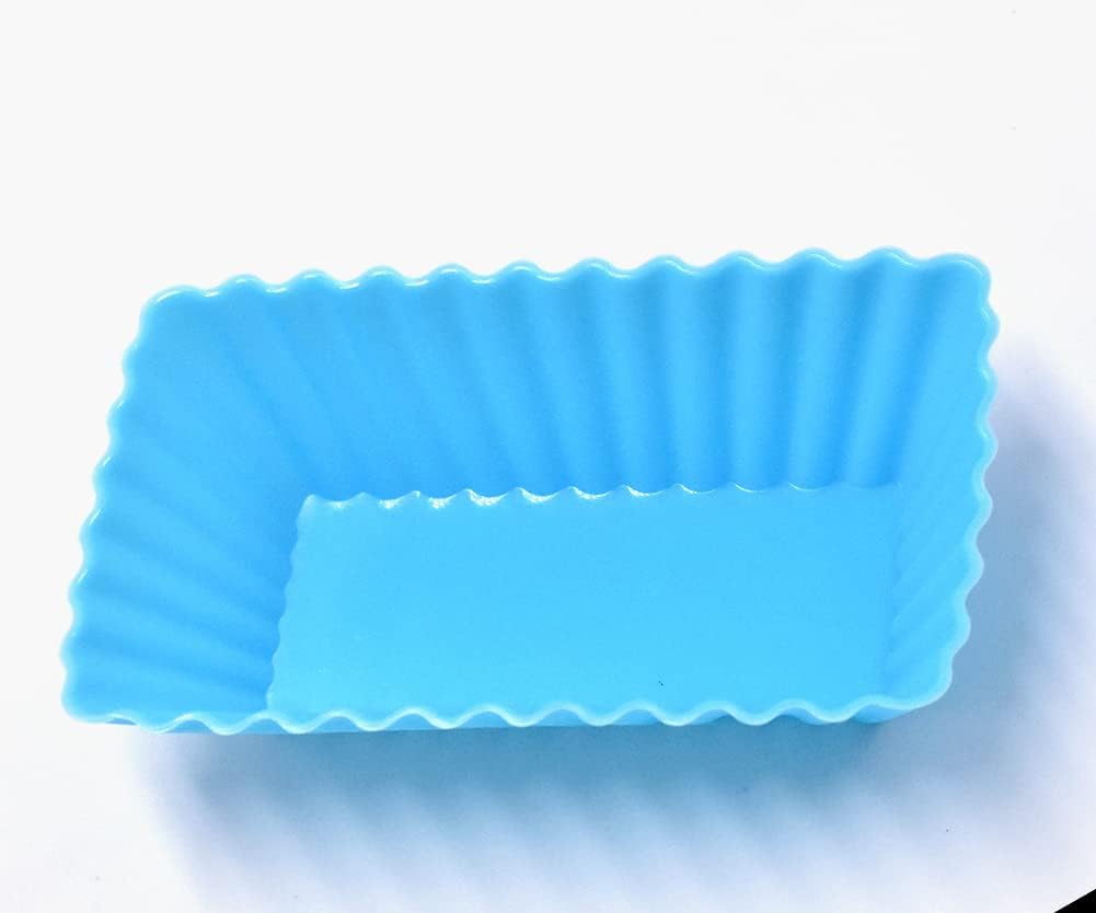 12PCS Silicone Mini Reusable Muffin Baking Cup Small Cupcake Holders Random Color Silicone Cupcake Liners Pastry Dessert Cups Nonstick Liner Molds for Making Muffin Chocolate Bread(Rectangular)