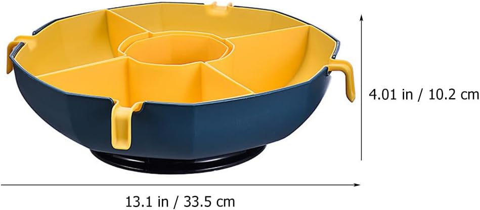 Rotatable Vegetable Draining Basket with Handle - Multi-Grid Hot Pot Serving Platter for Fruits and Vegetables