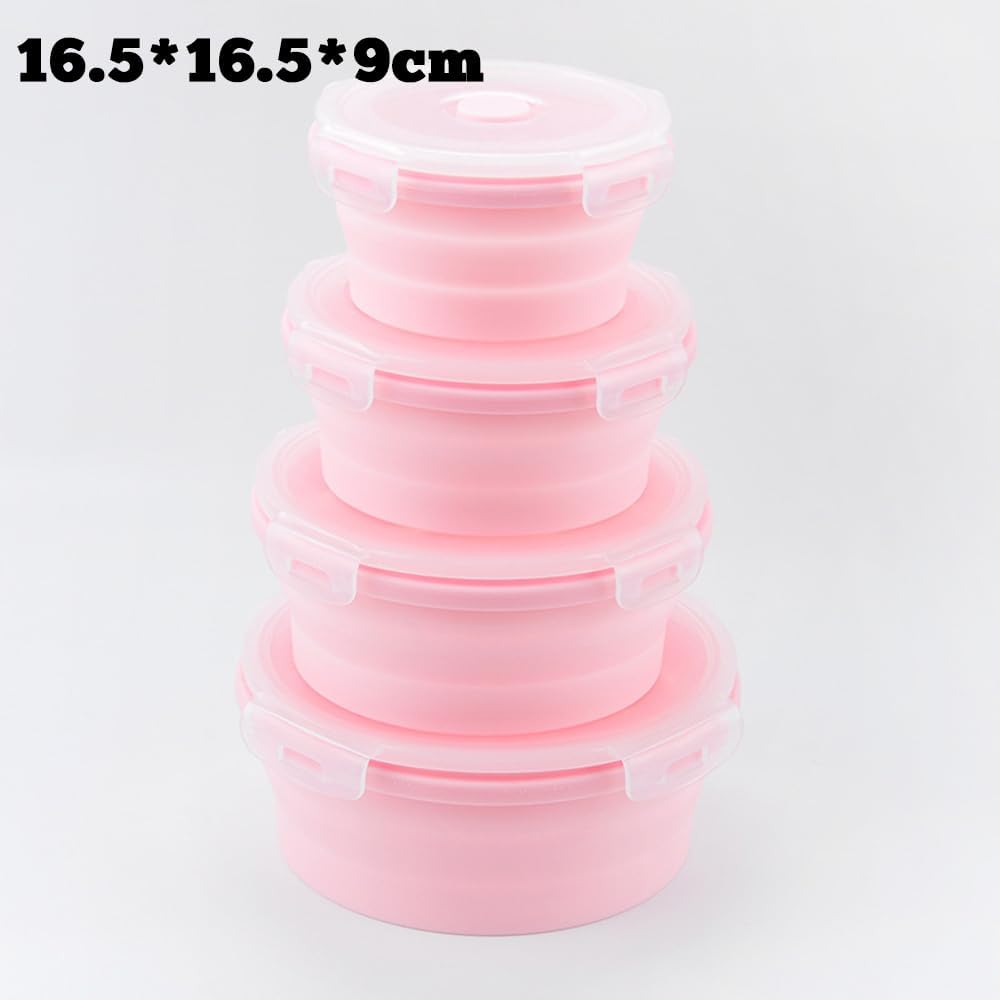 3-Piece Collapsible Food-Storage-Container Set – Foldable Meal Prep Containers Reusable, Stackable Bowls,Green