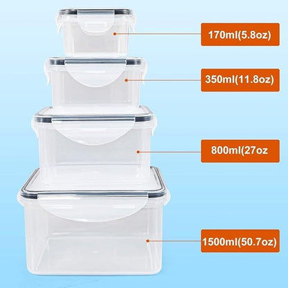 4 Pcs Food Storage Containers with Lids Airtight - BPA-Free, 100% Leak-Proof, Meal Prep Containers for Kitchen Storage and Organization, Dishwasher & Microwave, Freezer Safe(Square)