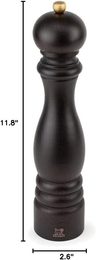 Peugeot Paris Classic Manual Pepper Mill - Adjustable Grinder - Beechwood, Chocolate, 7-Inch