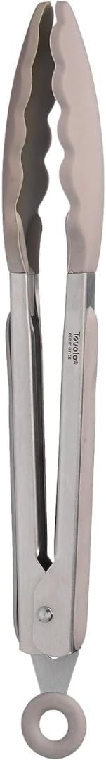 Tovolo Stainless Steel Tongs with Silicone Tips Set of 3 Mini 7” 9” 12 Inch with Easy Lock Mechanism for Cooking Grilling Air Fryer Serving, Red Black Charcoal Gray Heat Resistant Kitchen Tongs