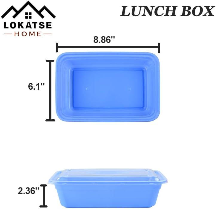 LOKATSE HOME 16 Pack 1 Compartment Multi-Color Meal Prep Food Storage Containers with Lids Reusable Lunch Bento Boxes, BPA Free, Stackable, Microwave/Dishwasher/Freezer Safe (38 oz)