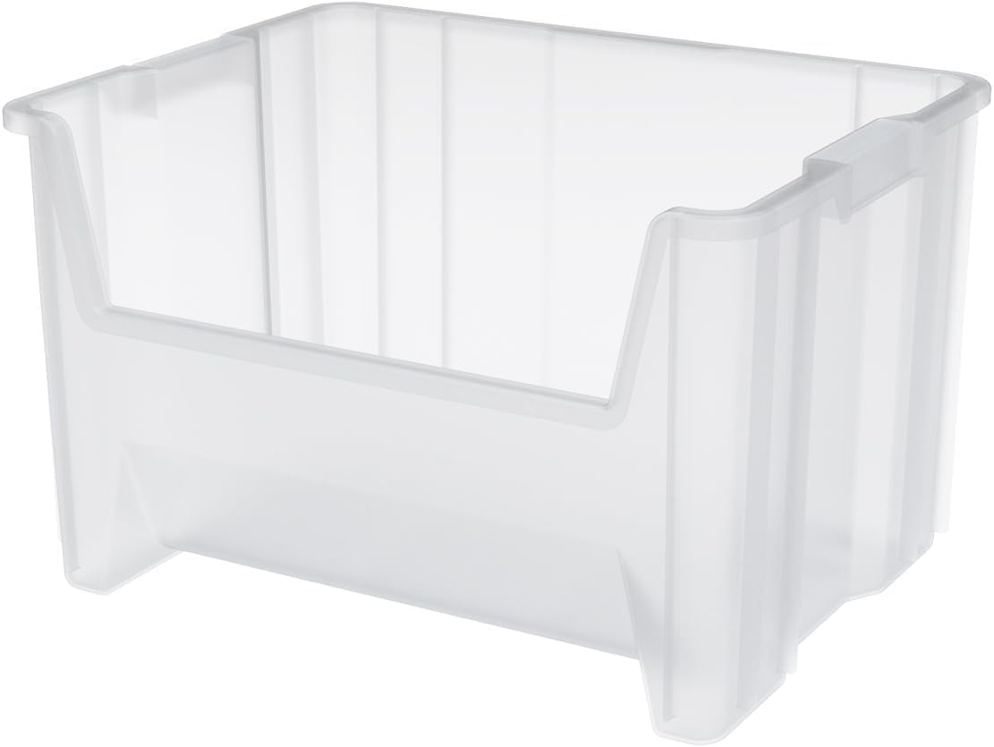 Akro-Mils 13018 Stak-N-Store Stackable Storage Bins, Heavy Duty Garage Storage Containers, Open Front Plastic Organizer for Tools, Shelves, Closet Organizer, 17-1/2" x 16-1/2" x 12-1/2", Clear, 2-Pack