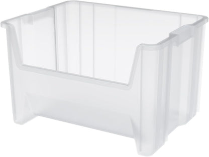 Akro-Mils 13018 Stak-N-Store Stackable Storage Bins, Heavy Duty Garage Storage Containers, Open Front Plastic Organizer for Tools, Shelves, Closet Organizer, 17-1/2" x 16-1/2" x 12-1/2", Clear, 2-Pack