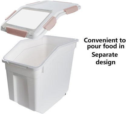 Airtight Flour Storage Container 25 lb Rice Storage Container with Wheels Seal Locking Lid, Food Containers with Measuring Cup& Scoop for Flour, Rice, Grain(Cyan)