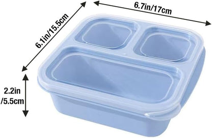 Emptycolor 3 Pack 3 Compartment Lunch Snack Containers with Lids, Meal Prep Bento Snack Boxes, BPA Free, Reusable Food Storage Lunchable Containers for People Work Travel