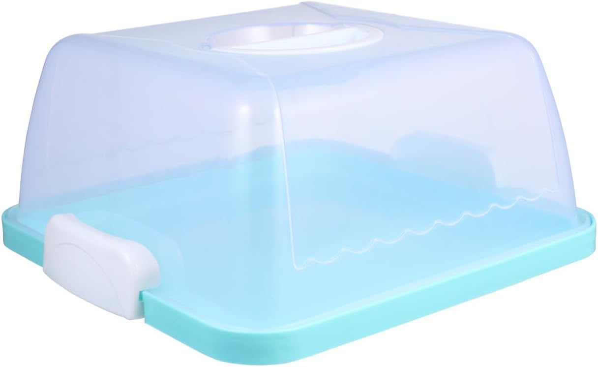 Square Cake Carrier Cover Portable Cake Carrier Cake Storage Box Handle Blue 8 Inch