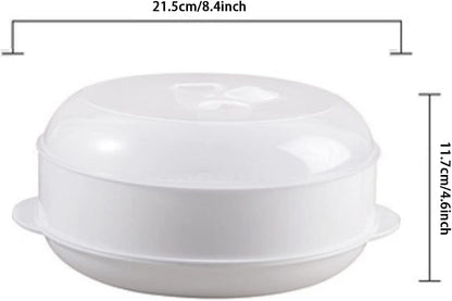 Plastic Microwave Heating Steamer with Lid and Tray (White)