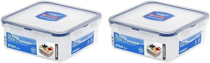 LOCK & LOCK Easy Essentials On The Go Meal Prep Lunch Box, Airtight Containers with Lid, BPA Free, Square (4 Section) -29 oz, Clear