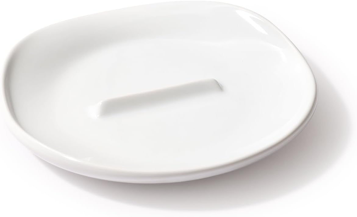 Ceramic Spoon Rest with Egg Cracker, Reactive Glaze Blue