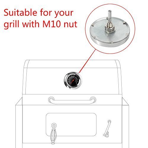 GasSaf Lid Thermometer Temperature Gauge Replacement for Nexgrill, Grill master 720-0697, Charmglow 720-0234, Aussie, Brinkman, Members Mark and Other Gas Grill, Oval Stainless Steel Heat Indicator