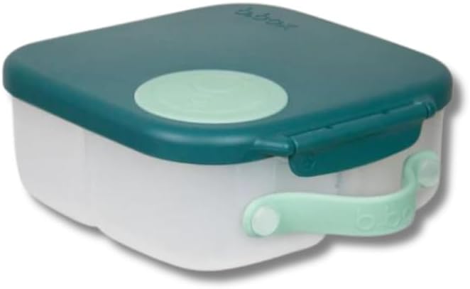 b.box Mini Lunch Box 2-Pack, Leak Proof Bento Box for Kids, 3 Compartment Snack Containers Ages 3+, Lunchbox for Daycare + School, Dishwasher Safe, BPA-Free, PFAS-Free, 4.25 Cup - Blue + Green
