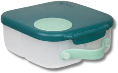 b.box Mini Lunch Box 2-Pack, Leak Proof Bento Box for Kids, 3 Compartment Snack Containers Ages 3+, Lunchbox for Daycare + School, Dishwasher Safe, BPA-Free, PFAS-Free, 4.25 Cup - Blue + Green