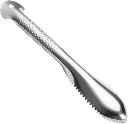 Stainless Steel Fish Scale Remover Tool, 2-in-1 Fish Scaler and Gill Cleaner for Seafood, Ergonomic Kitchen Fish Prep Brush with Non-Slip Handle,