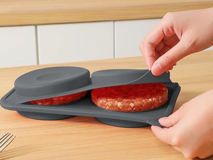 AUOON Silicone Burger Press for 4.5" 1/4-1/3 lb Patties - 4 in 1 Hamburger Press Patty Maker for Kitchen BBQ, Non-Stick Burger Patty Mold for Beef Veggie, Dishwasher Safe & Freezer Storage (Red)
