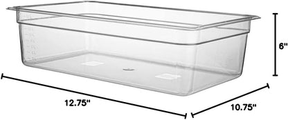 Restaurantware-2.5 Inch Deep Food Pans, 1 1/6 Size Commercial Food Storage Container - Freezable, Break-Resistant, Clear Plastic Cold Pans, Dishwashable, For Kitchens, Restaurants, Or Cafeterias