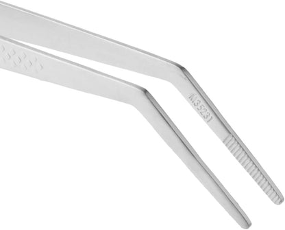 Mercer Culinary 18-8 Stainless Steel Chef Plating Tongs, Offset Tip, 6-1/2 Inch