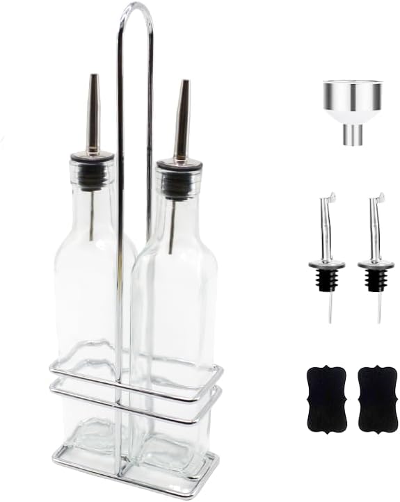 KALDEWEI 1 Pack Caddy Holder Rack for 17oz 500ml Oil & Vinegar Glass Cruet Bottle Dispenser, Square Shape Opening up to 2.4"x2.4" or 6x6cm