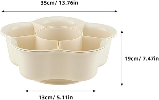 Kichvoe Rotation Vegetable Platter - Drainage System Divided Serving Tray - for Hot Pot Reusable for Family Gatherings and Dinner Parties Compartment Dairy 13.77X7.48X5.11In