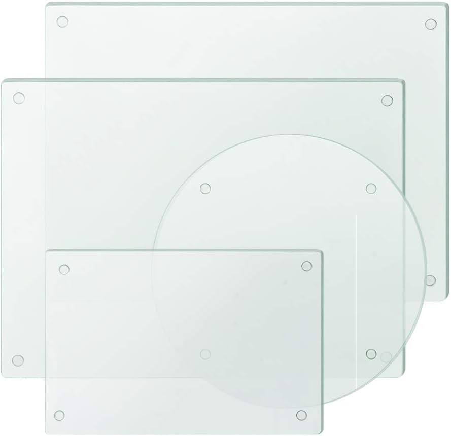 Murrey Home Glass Cutting Board Set for Kitchen Counter, Tempered Glass Chopping Boards Dishwasher Safe, Small Clear Countertop Tray, 16"x12"x2PC