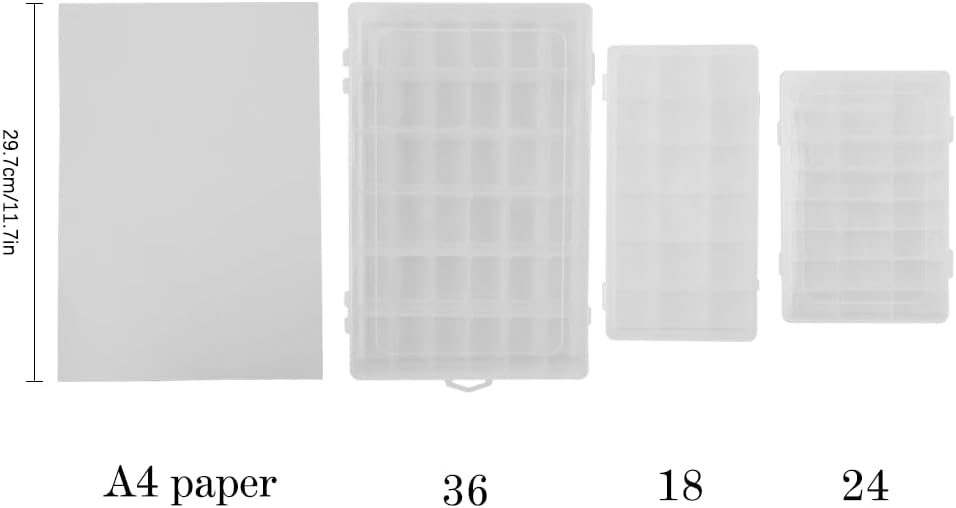 OALCQ 24 Grids Plastic Organizer Box With Dividers Clear Craft Storage Bead Organizer Box Earring Travel Pill Jewelry Organizers Storage Boxes Screw Seed Small Parts Hair Tie