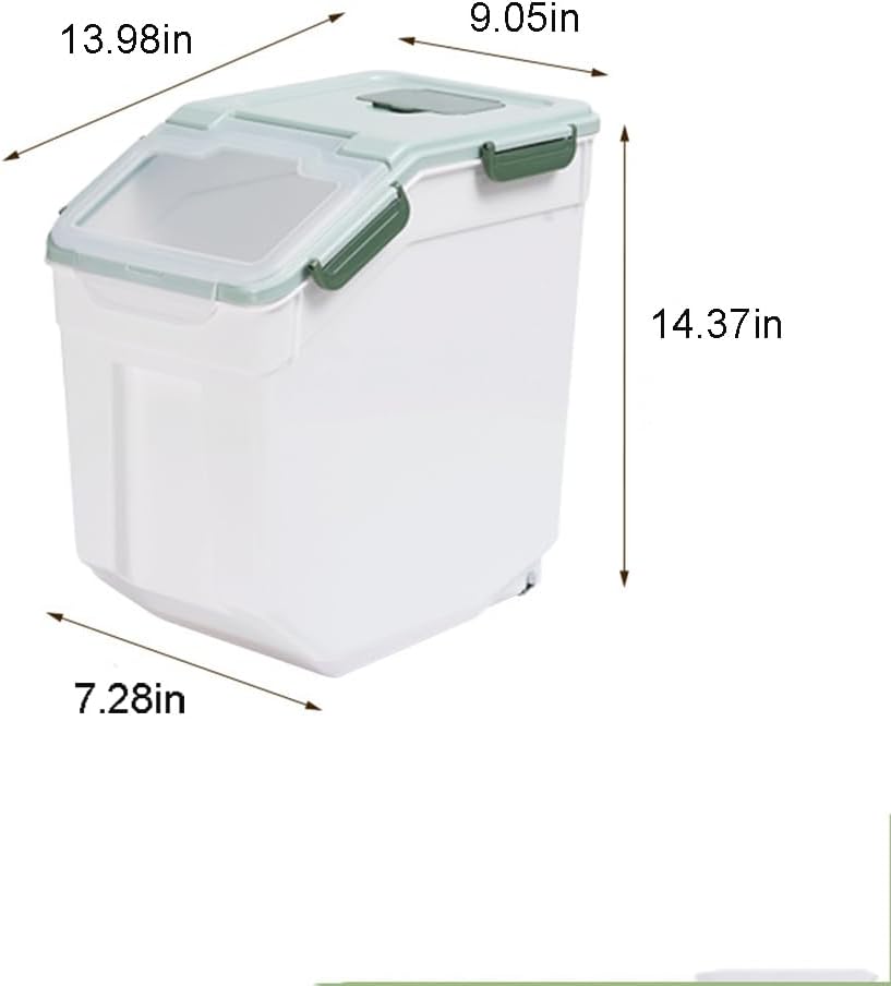 Large Flour Storage Container Bin 25lb, 2Pack Airtight Rice Storage Containers with Wheels Seal Locking Lid, BPA Free with Measuring Cup&Scoop for Flour, Rice, Grain(Blue)