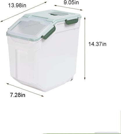 Large Flour Storage Container Bin 25lb, 2Pack Airtight Rice Storage Containers with Wheels Seal Locking Lid, BPA Free with Measuring Cup&Scoop for Flour, Rice, Grain(Blue)