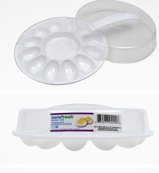 Deviled Egg Carrier Tray with Clear Lid, Reusable Lightweight Plastic Container, Freezer Safe, for Parties and Gatherings