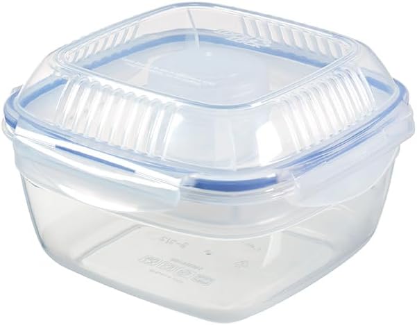 LOCK & LOCK Easy Essentials On The Go Meal Prep Lunch Box, Airtight Containers with Lid, BPA Free, Square (4 Section) -29 oz, Clear