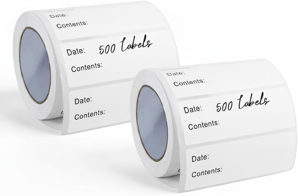 500 Pcs Freezer Labels, 1 x 3 Inch Refrigerator Food Label Stickers, No Residue, Easy Peel Off, Water & Oil Resistant, Labels for Food, Freezer Bags, Jars, and Containers