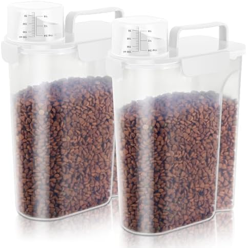 LEAWALK 5-7Lbs Cat Dog Storage Container, Portable Pet Food Containers with Upgraded Large Spout and Cup, Small Animal Kibble Dispenser for Bird Seed, Oatmeal, Rice, Flour, Brown Sugart-Dark Green